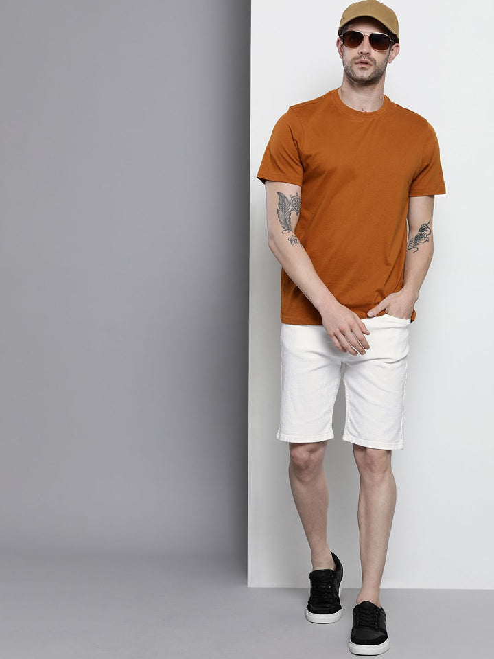 The Indian Garage Co Men White Slim Fit Regular Shorts