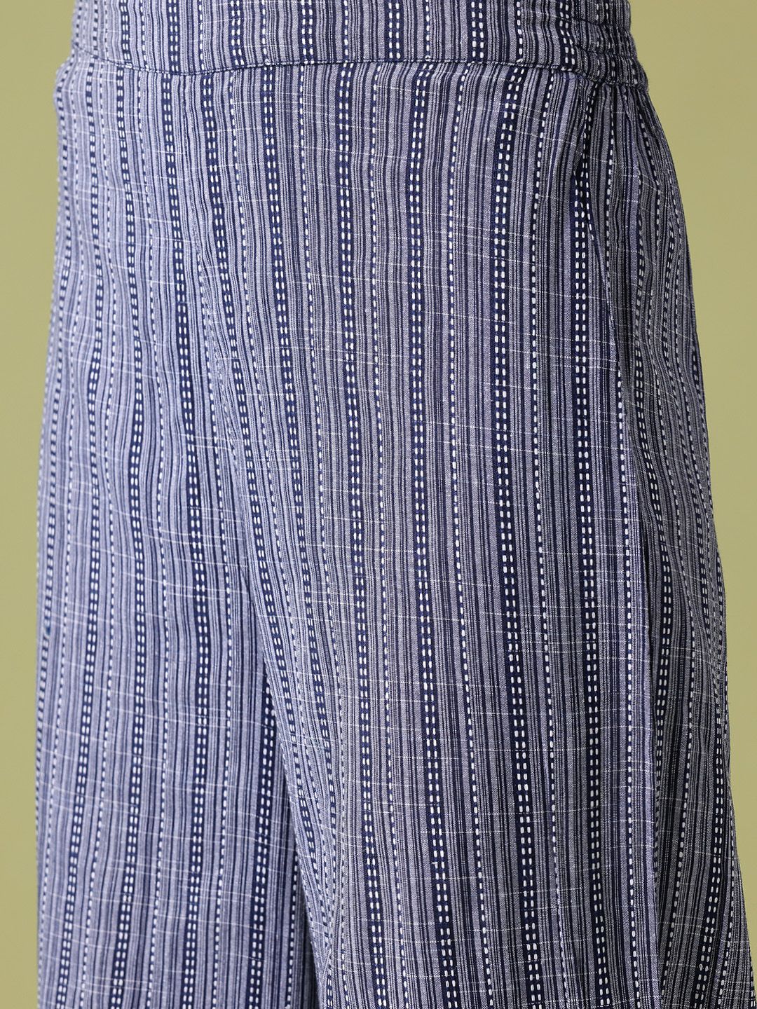 Anouk High-Slit Striped Kurta with Palazzos & Dupatta