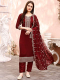 KALINI Floral Embroidered Sequinned Kurta With Trousers & Dupatta
