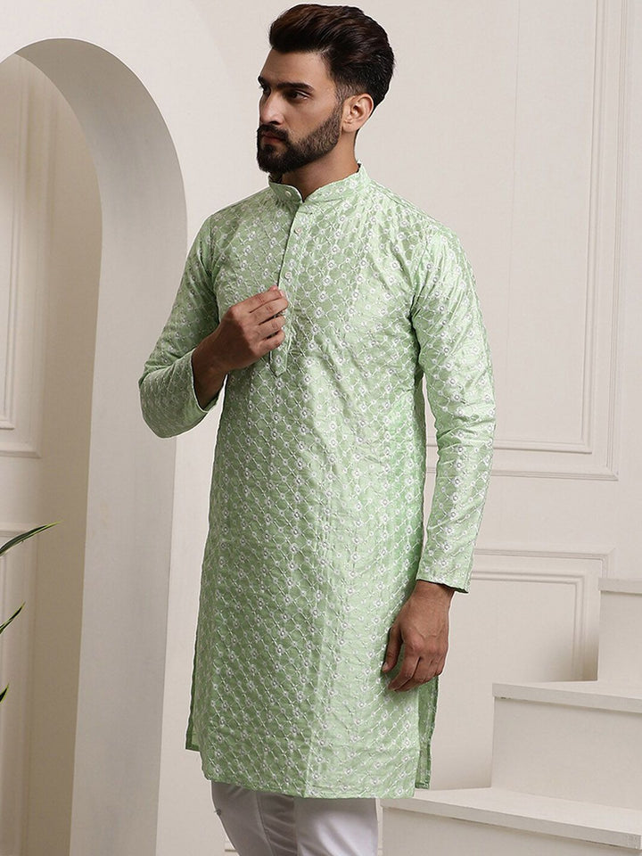 SOJANYA Benang Sulam Etnik Bekerja Kurta Lurus