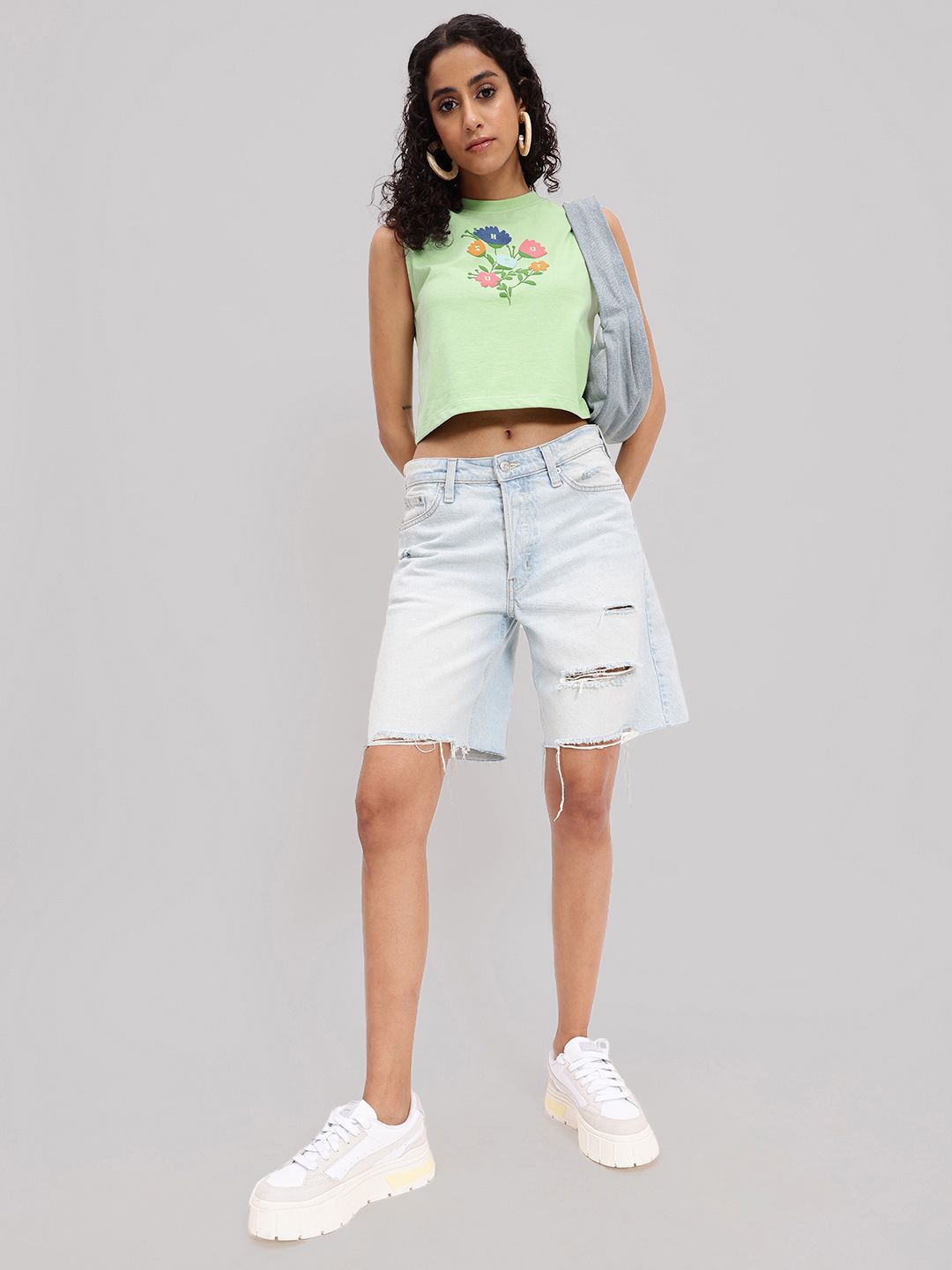 DressBerry Vibrant Artistic Flair Sleeveless Crop T-shirt