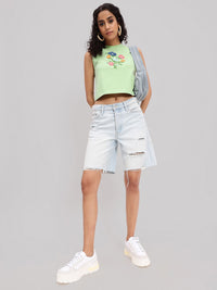 DressBerry Vibrant Artistic Flair Sleeveless Crop T-shirt