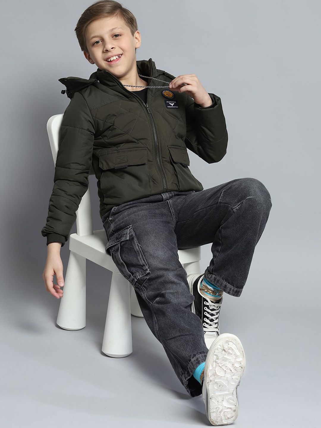 Monte Carlo Boys Hooded Solid Casual Lightweight Padded Jacket