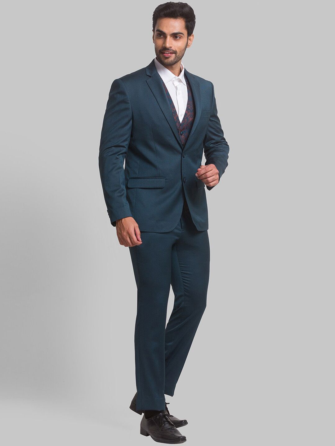 Park Avenue Men Self Design Super Slim Fit Single-Breasted Three-Piece Formal Suit