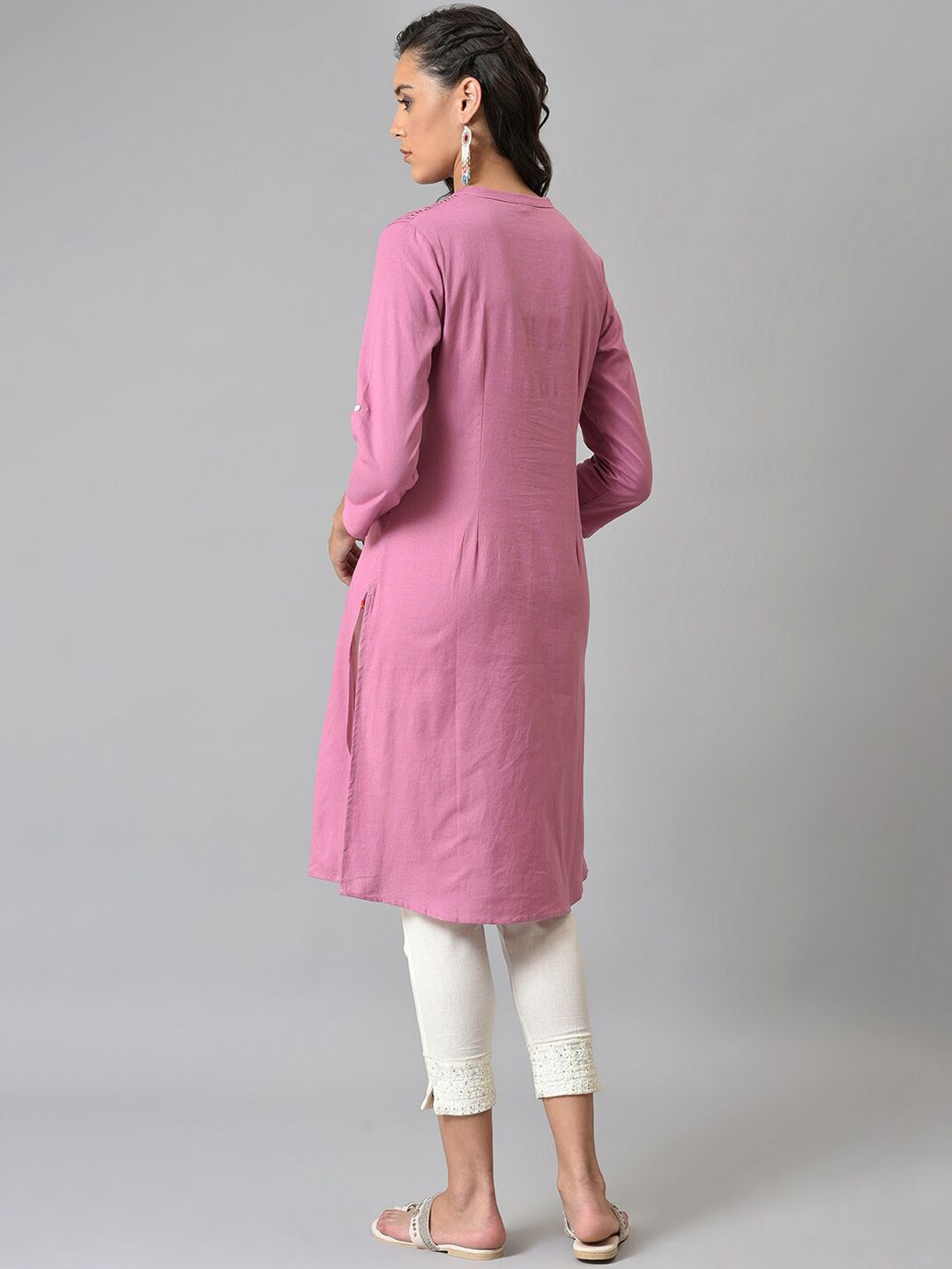 W Women Mauve Solid Kurta
