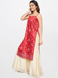 Global Desi Floral Printed Shoulder Strap Sequinned Kurta