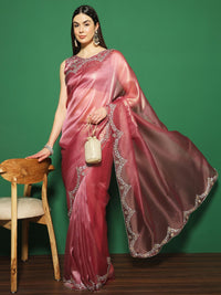 Saree mall Embellished Beads and Stones Organza Saree