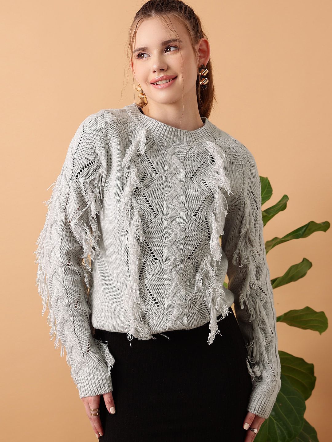 STREET 9 Cable Knit Acrylic Pullover