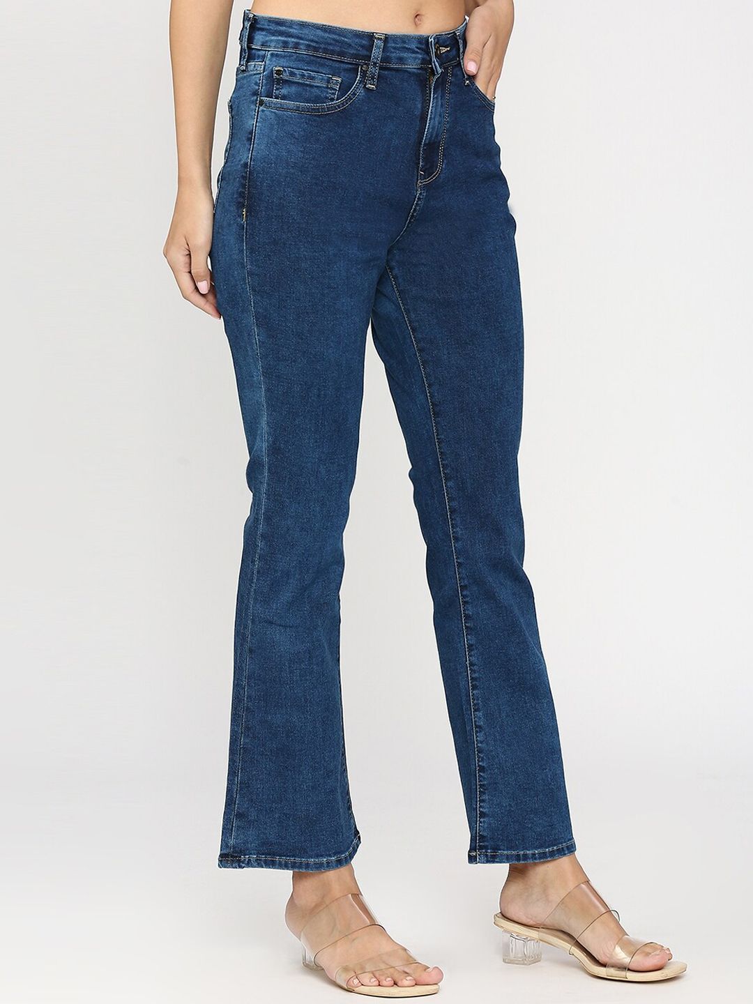 SPYKAR Women Mid-Rise Dark Shade No Fade Elissa Bootcut Non stretchable Jeans