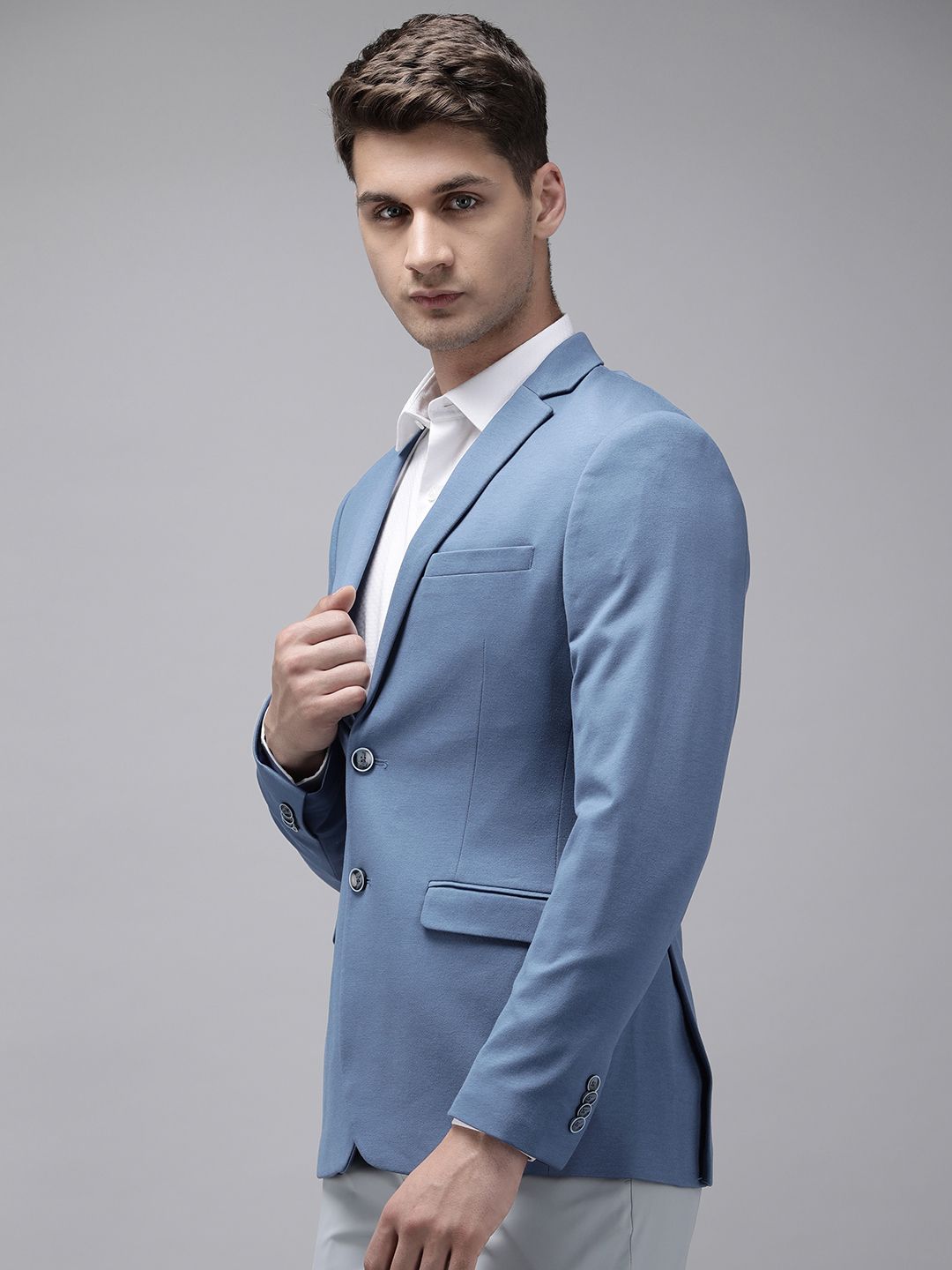Park Avenue Super Slim Fit Solid Single Breasted Formal Blazer