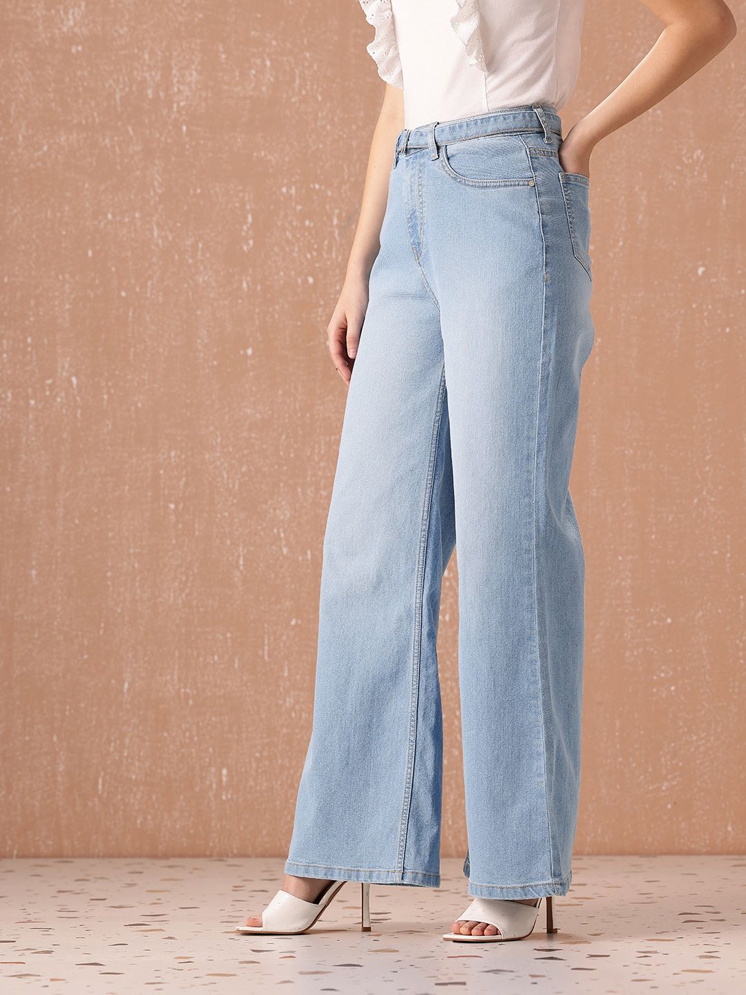 all about you Women Wide Leg High-Rise Heavy Fade Stretchable Jeans