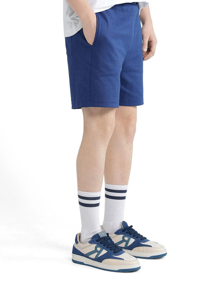 Lelaki Arnab Langka Kelor Primer Blue Mid-Rise Regular Cotton Shorts