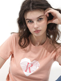 RAREISM Round Neck Short Sleeves Printed Cotton T-shirt