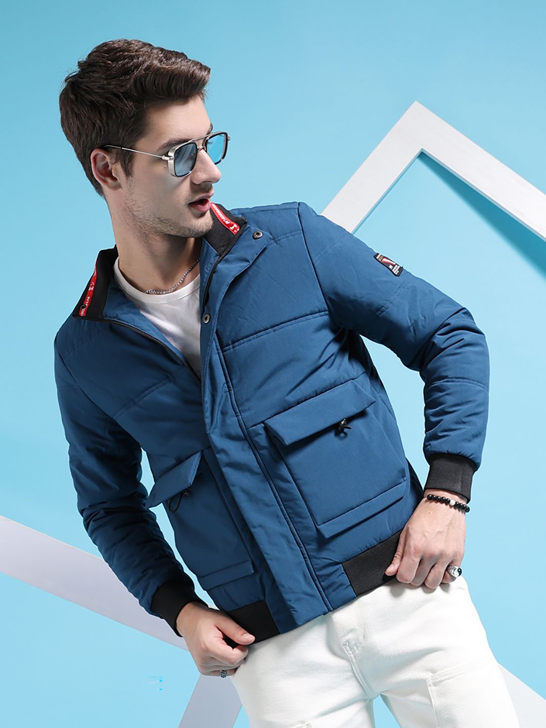 The Indian Garage Co Men Regular Fit Padded Bomber Jacket