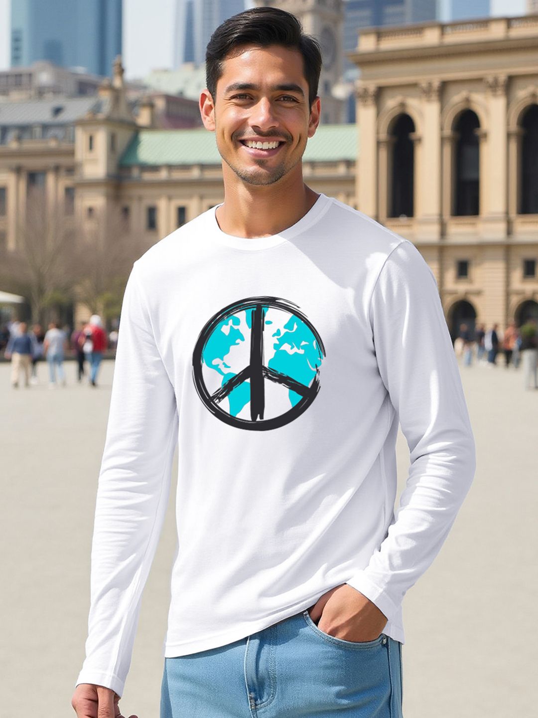 Bewakoof Men White Printed Round Neck Pure Cotton T-shirt