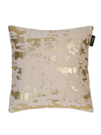 HOSTA HOMES Beige & Gold-Toned 5 Pcs Abstract Velvet Square Cushion Covers
