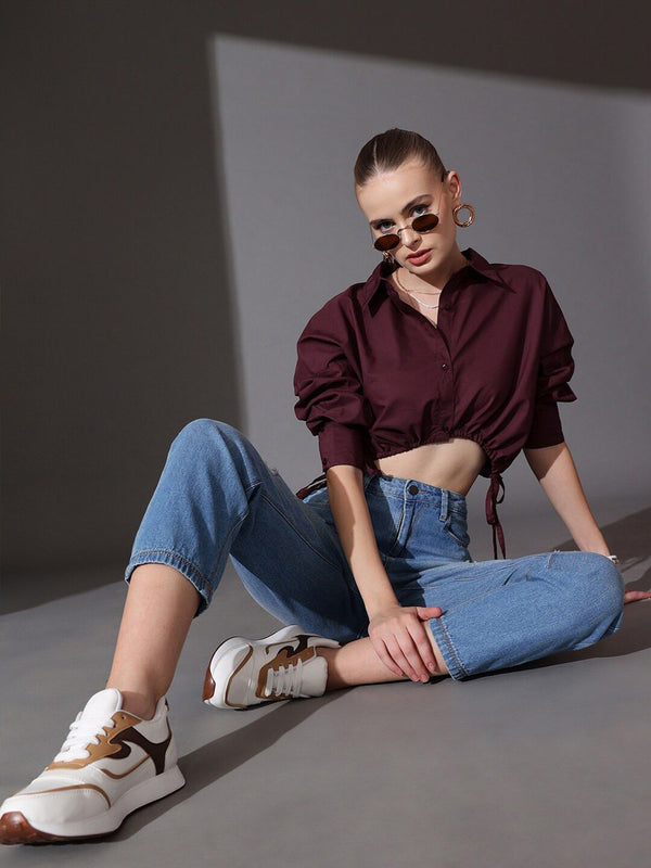 STREET 9 Shirt Style Crop Top