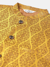 SOJANYA PLUS Ethnic Woven Design Regular Straight Kurta & Pyjamas With Nehru Jacket