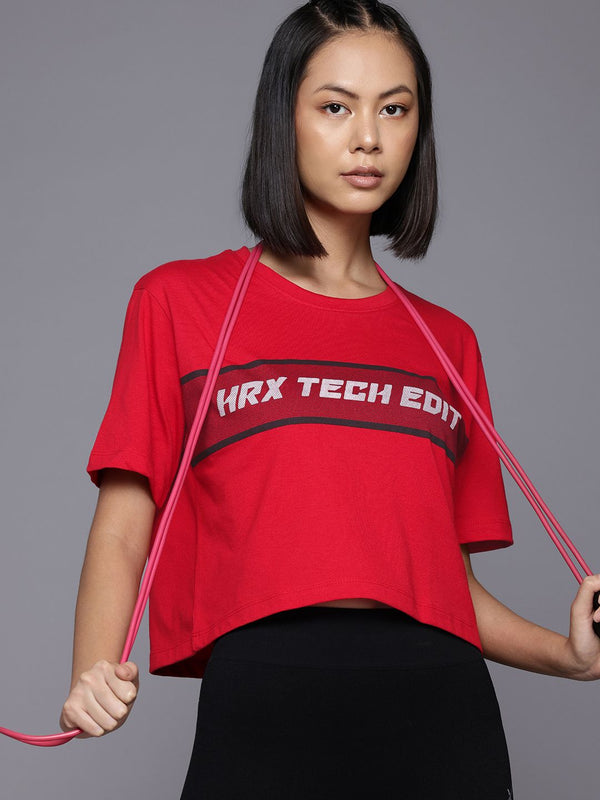 HRX by Hrithik Roshan Rapid-Dry Typography Training Relaxed Fit T-shirt