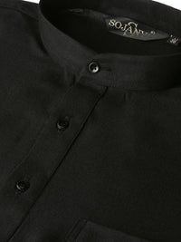 SOJANYA Lelaki Black Thread Work Kurta