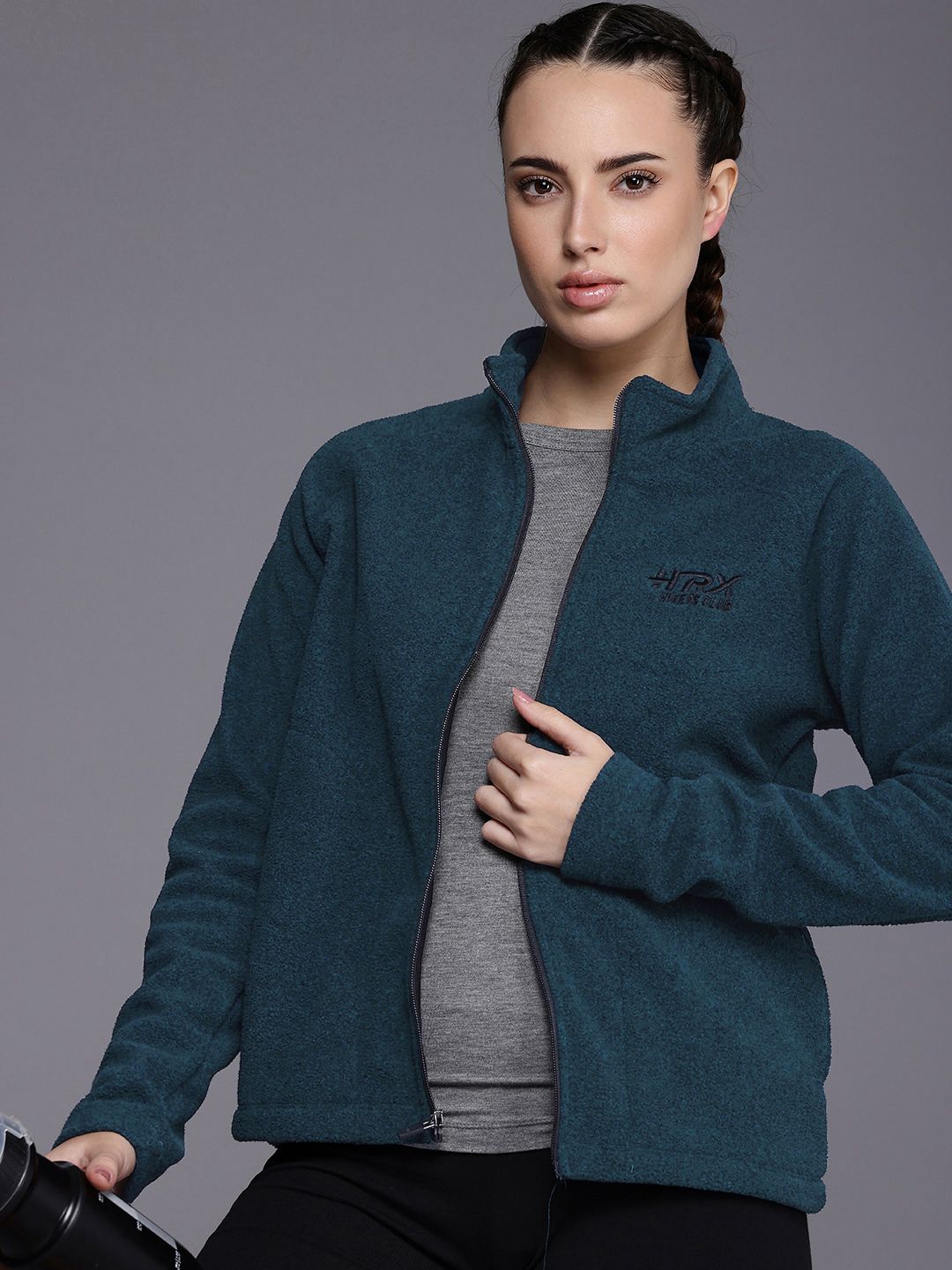HRX by Hrithik Roshan Open Front Fleece Sweatshirt