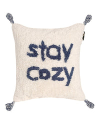 HOSTA HOMES Set Of 2 Blue & White Geometric Embroidered Pure Cotton Square Cushion Covers
