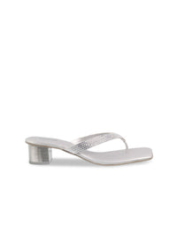 Mochi Women Silver-Toned Embellished Block Heels