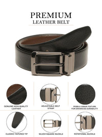 Teakwood Leathers Men Textured Leather Reversible Formal Belt