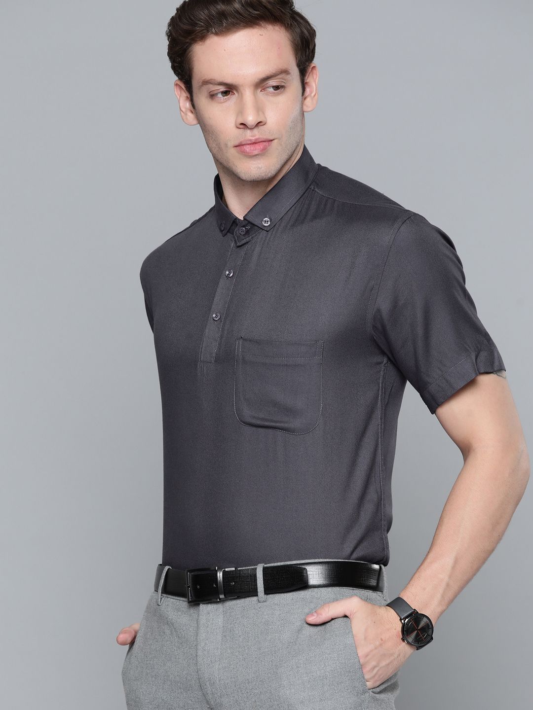 DENNISON Men Grey Smart Slim Fit Polo Shirt