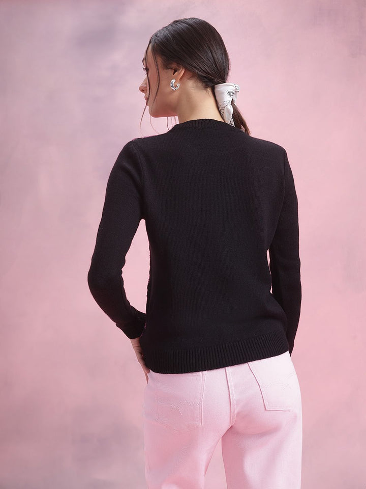 DressBerry Geometric Self Design Pullover