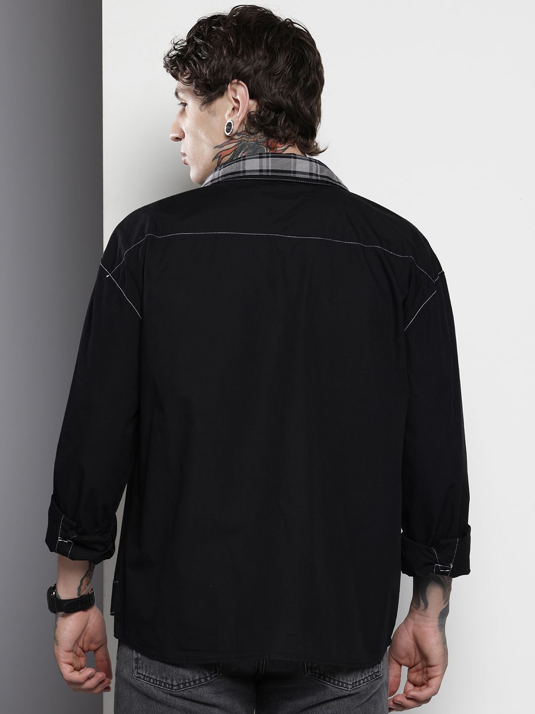 The Indian Garage Co Men Boxy Fit Solid Street Wear Utility Shirt