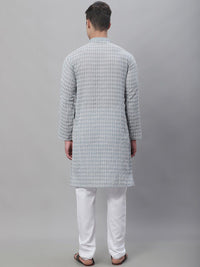 SOJANYA Geometric Embroidered Regular Pure Cotton Kurta With Churidar