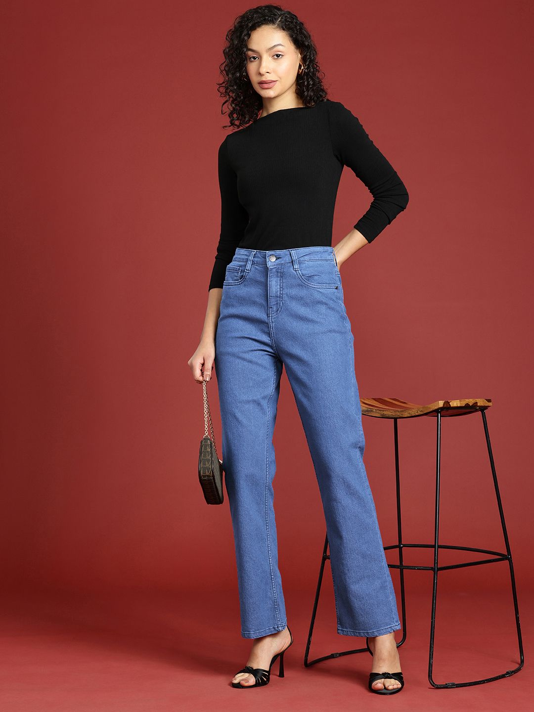 all about you Women Straight Fit High-Rise Light Fade Stretchable Jeans