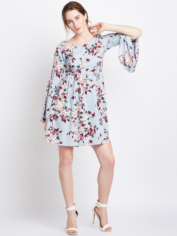 Berrylush Women Blue Printed A-Line Dress