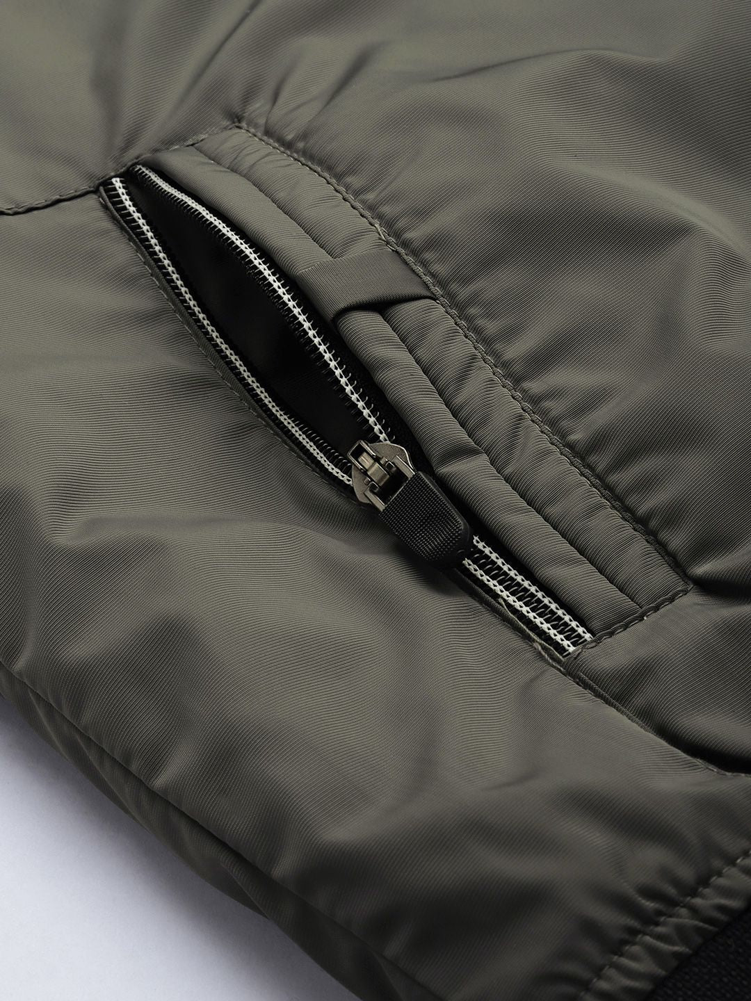 The Indian Garage Co Men Slim Fit High-Neck Zip-Front Bomber Jacket