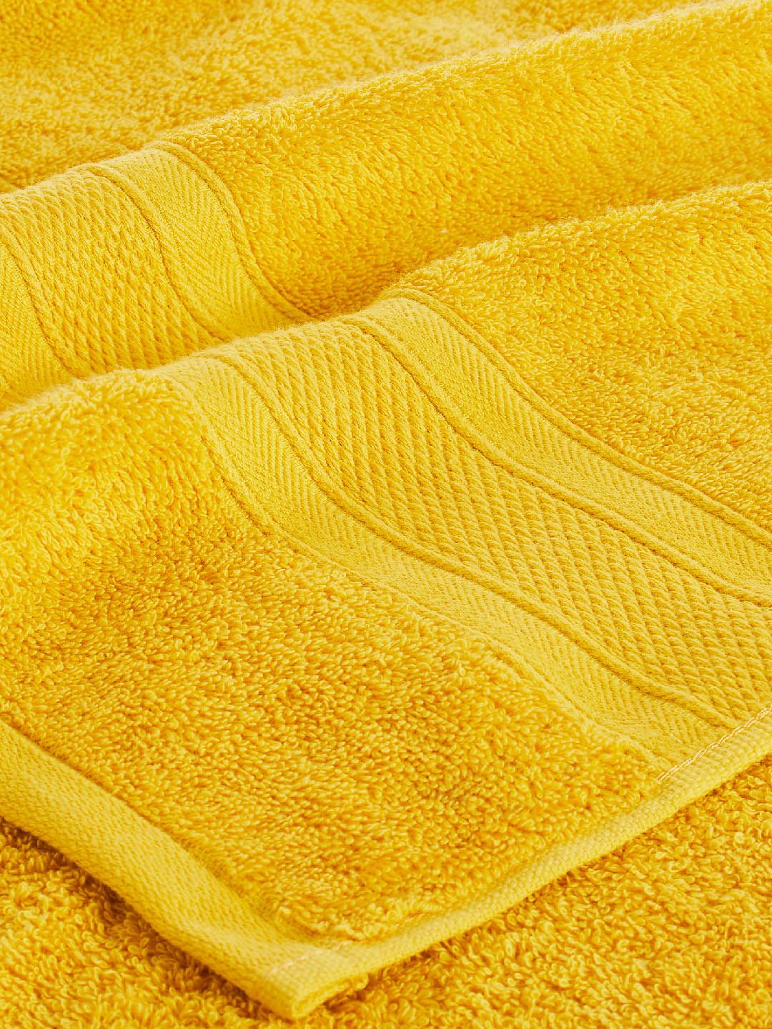 MYTRIDENT Set Of 6 Yellow Solid 500 GSM Pure Cotton Towels