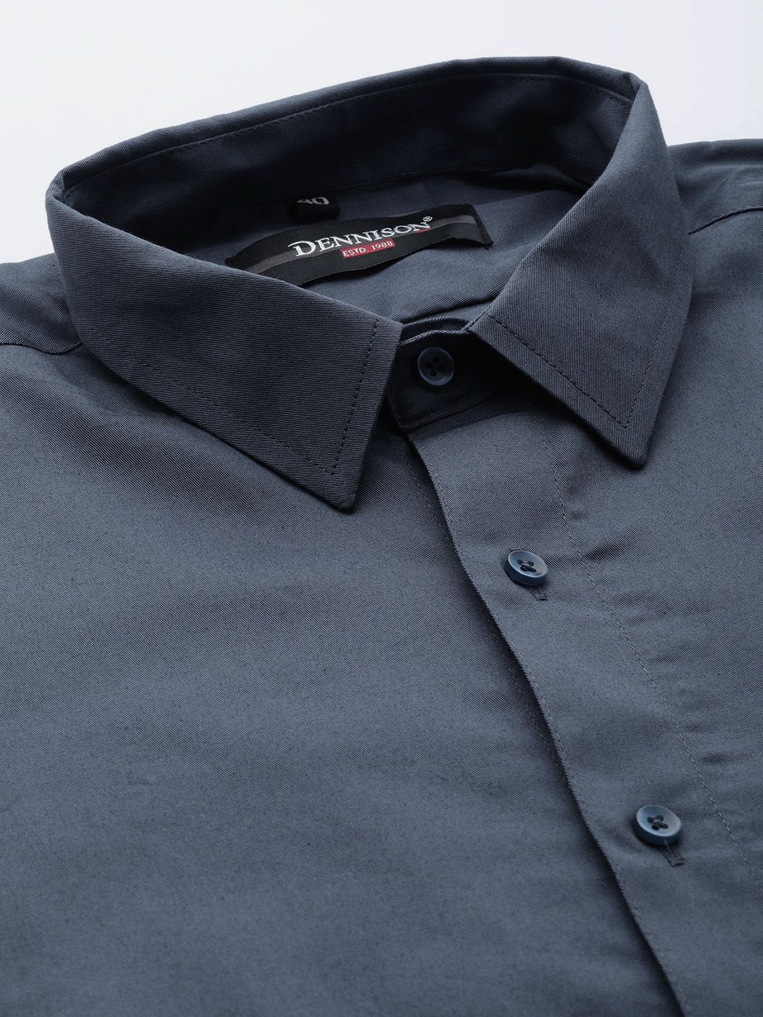DENNISON Men Charcoal Grey Smart Slim Fit Solid Water & Stain Repellent Formal Shirt