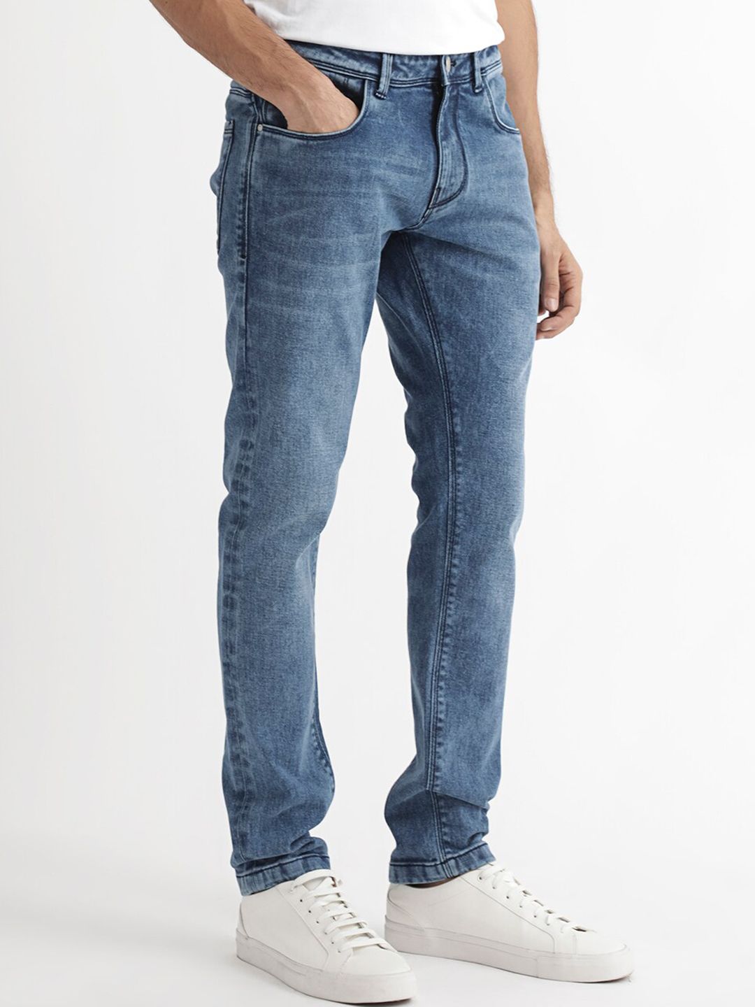 RARE RABBIT Men Widz Mid Rise Slim Fit Stretchable Jeans