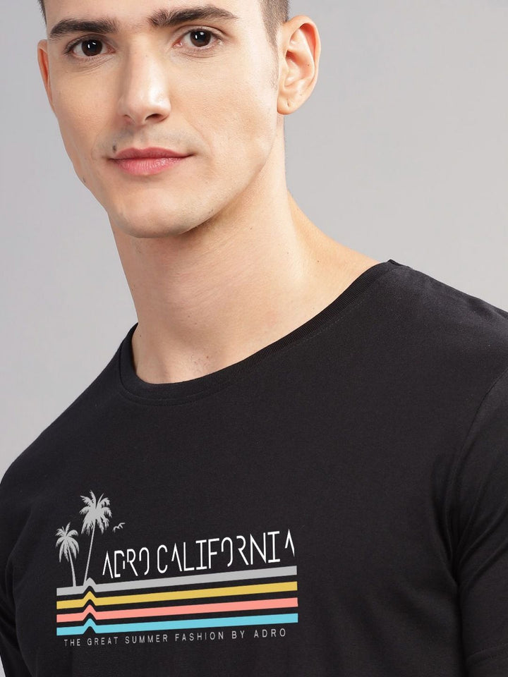 ADRO Typography Printed Round Neck Pure Cotton T-shirt