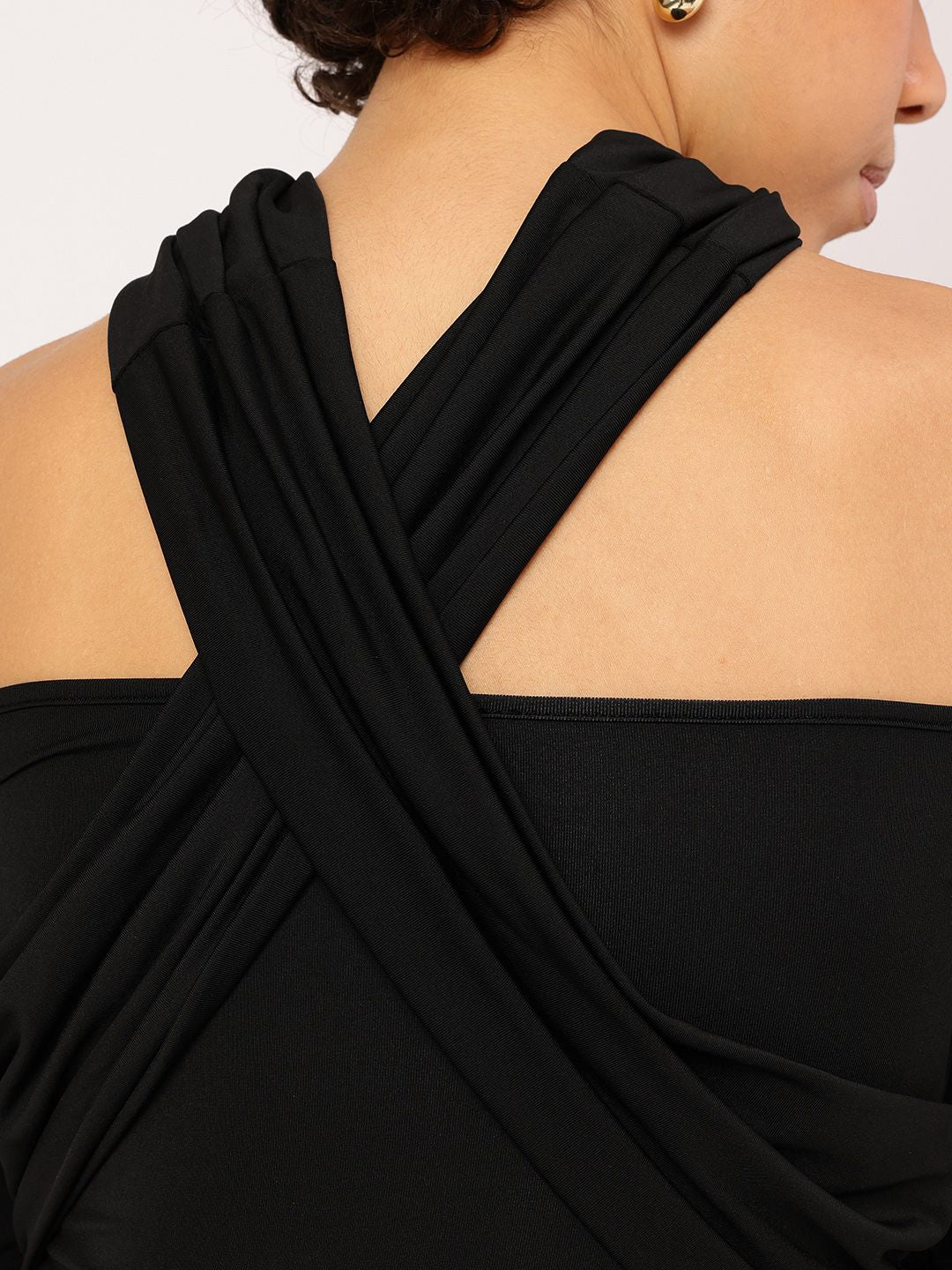 DressBerry Retro Radiance Off-Shoulder Styled Back Jumpsuit