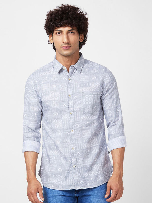 SPYKAR Men Slim Fit Printed Cotton Casual Shirt