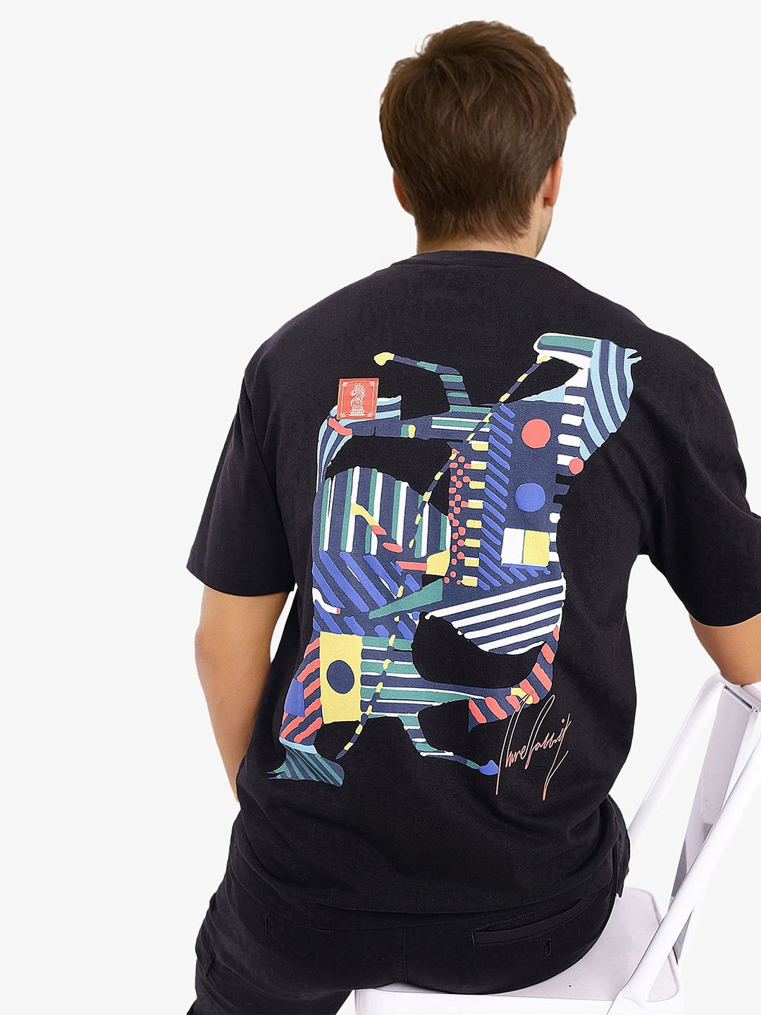 RARE RABBIT Men Graphic Printed Graphic Print Others Round Neck Cotton Oversized T-Shirt