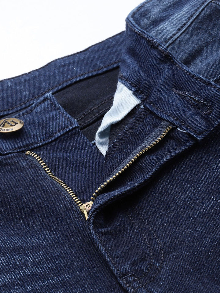 The Indian Garage Co Men Slim Fit Heavy Fade Stretchable Jeans