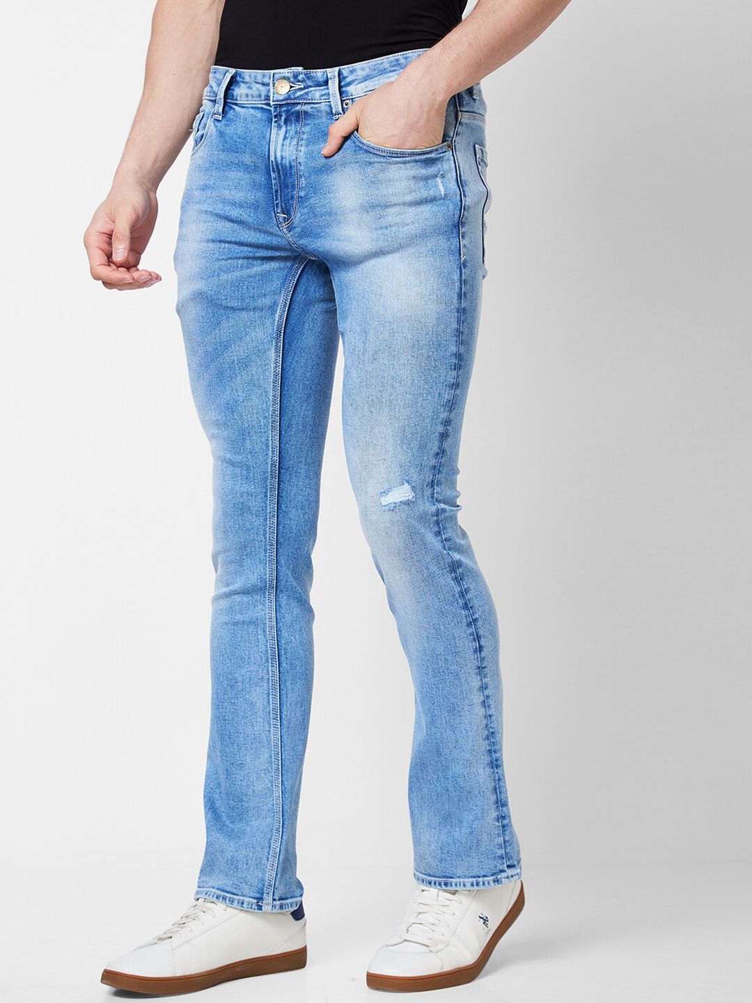 SPYKAR Men Bootcut Mildly Distressed Heavy Fade Cotton Stretchable Jeans