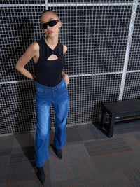 SASSAFRAS Black Twisted Tank Top