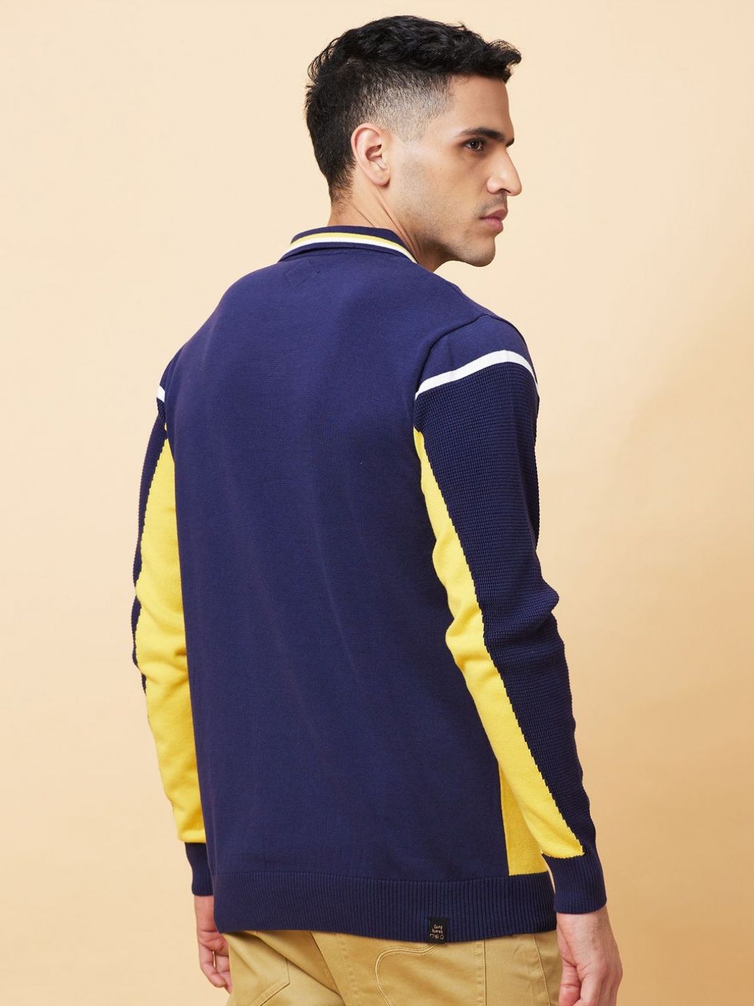 Being Human Men Colourblocked Polo Collar Pockets T-shirt