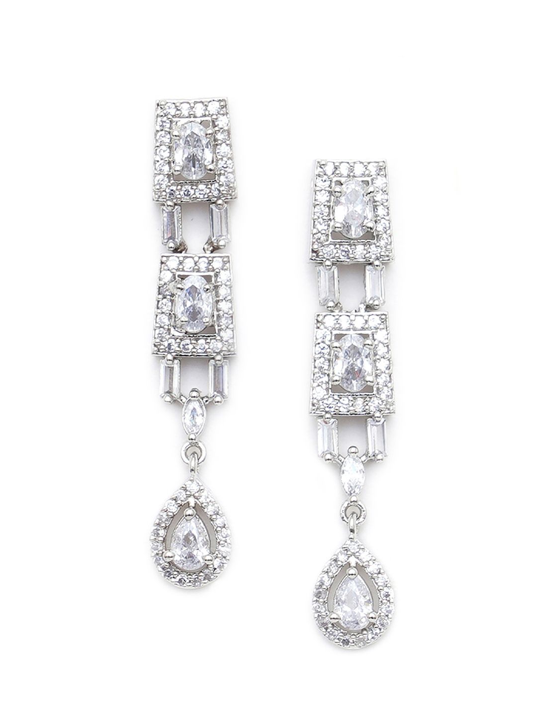 KARATCART Silver-Plated American Diamond Studed Choker Necklace Set