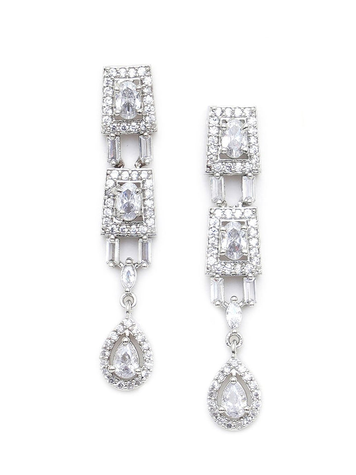 KARATCART Silver-Plated American Diamond Studed Choker Necklace Set