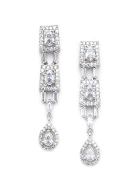 KARATCART Silver-Plated American Diamond Studed Choker Necklace Set