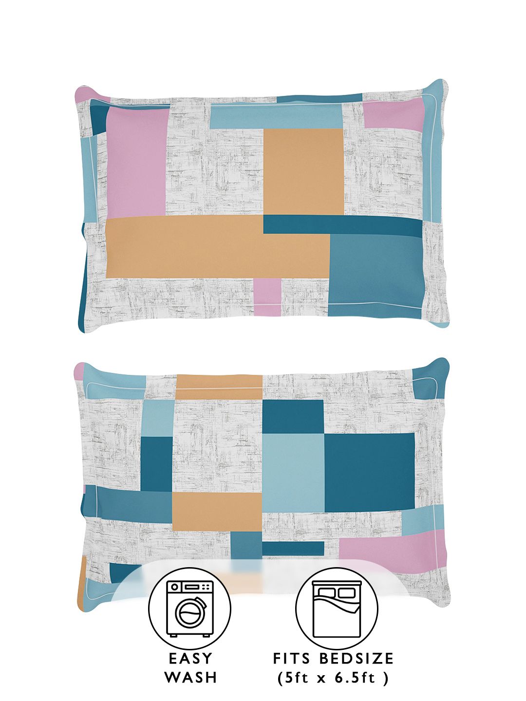Story@home Arena Grey & White Printed 180 TC Queen Bedsheet & 2 Pillow Covers